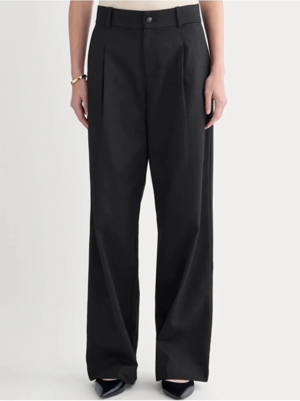 Everlane Wide-Leg Trouser Black Buttersmooth High Rise NWT Size 12 - Picture 3 of 9